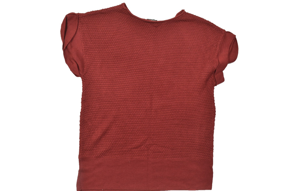 Lane Bryant Rust Red V-Neck Textured Short Sleeve Sweater